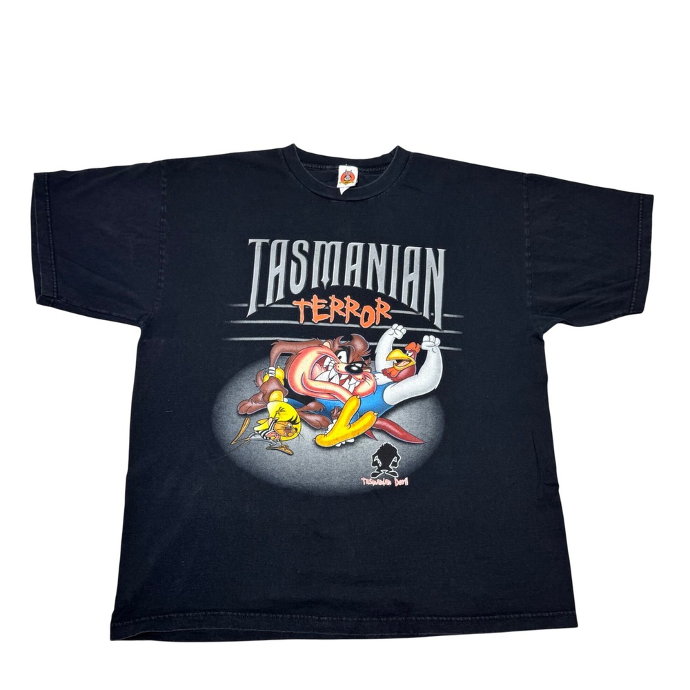 Looney Tunes Tasmanian Terror Wrestling T-Shirt Black Size XXL Rare 90s Vintage
